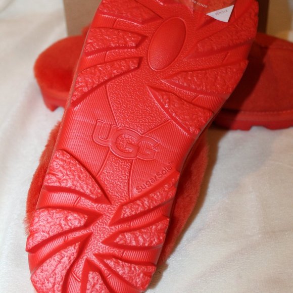 NIB UGG WOMEN'S COQUETTE SUEDE SHEARLING SLIP ON SLIPPERS‎ RED PEPPER - Picture 7 of 8